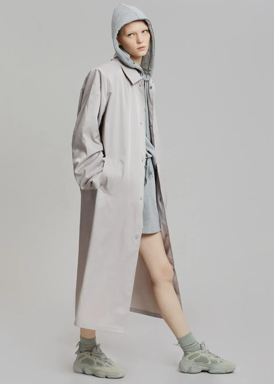 Eddie Statement Shoulder Coat - Oyster can be rewritten as Oyster Eddie Coat with Shoulder Detail for better Google search optim