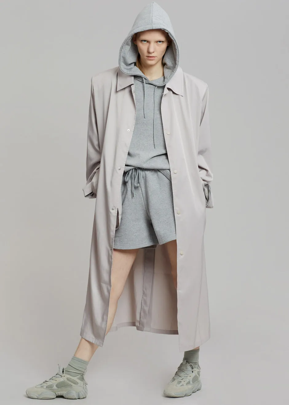 Eddie Statement Shoulder Coat - Oyster can be rewritten as Oyster Eddie Coat with Shoulder Detail for better Google search optim