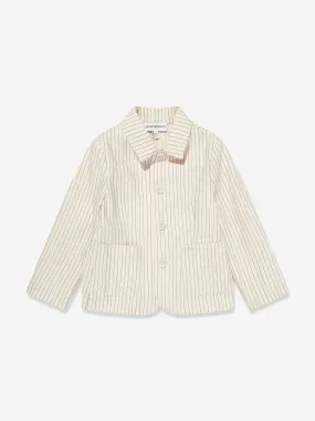 Emporio Armani Baby Boys Linen Jacket White Blue Striped.