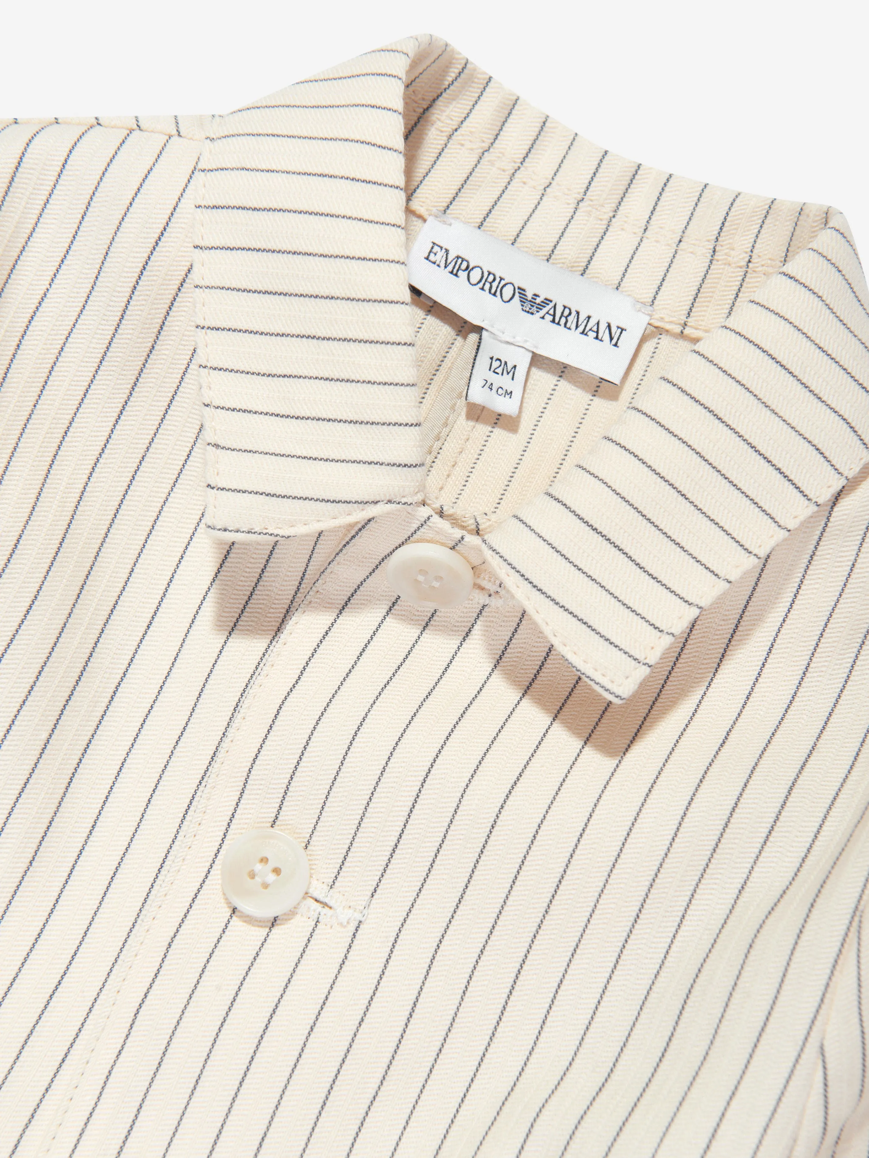 Emporio Armani Baby Boys Linen Jacket White Blue Striped.