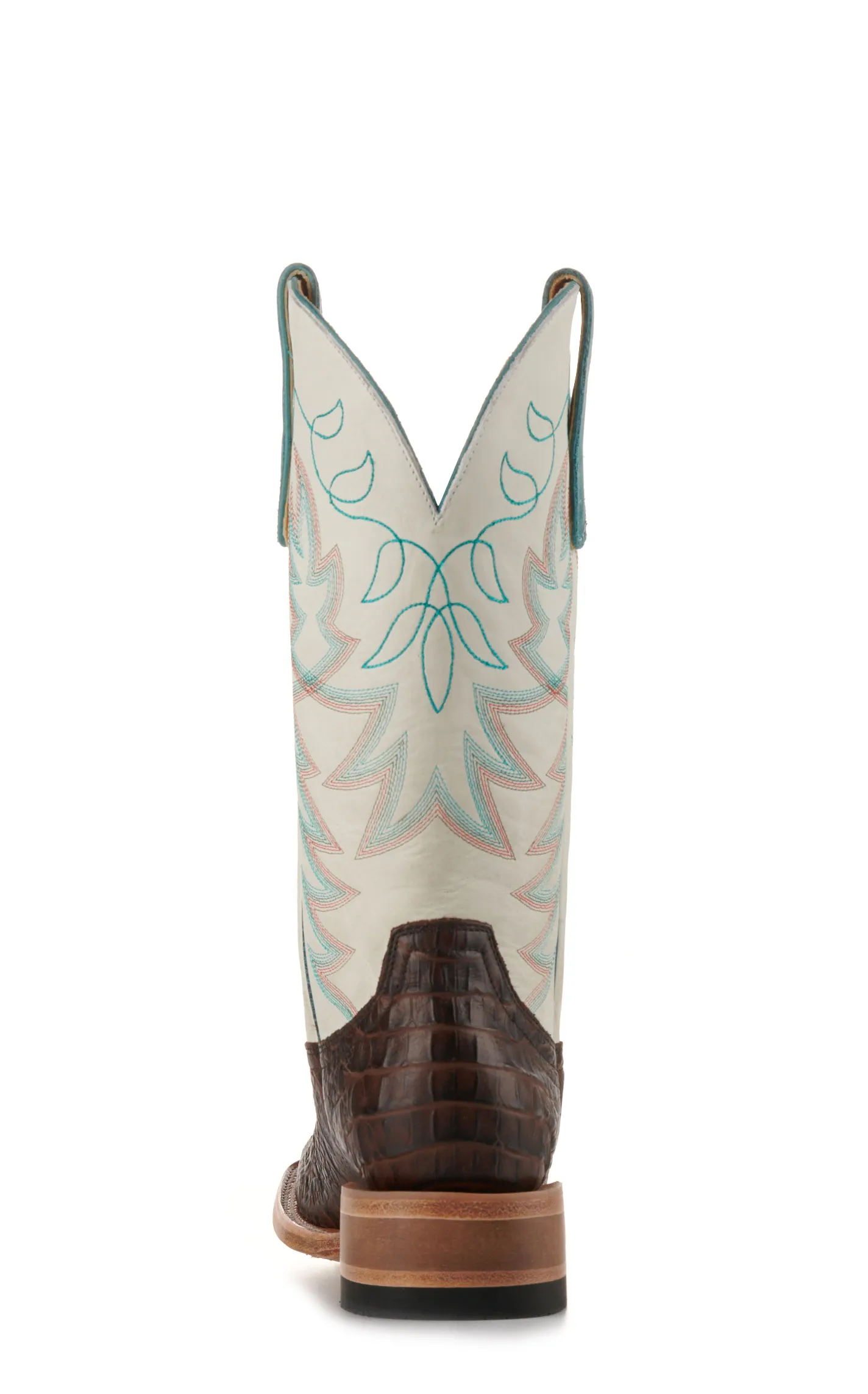 Endurance Women's White and Chocolate Croc Print Wide Square Toe Cowboy Boots - Cavender's