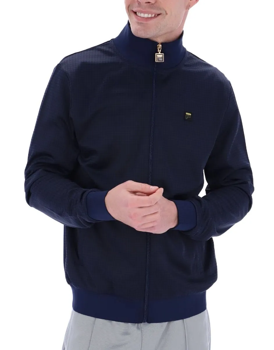 Navy Tonal Fila Terzo Shiny Houndstooth Track Jacket