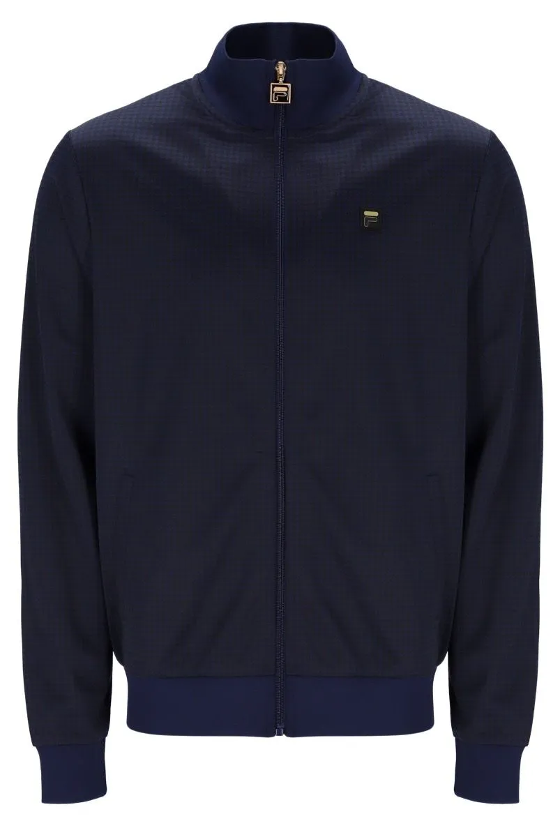 Navy Tonal Fila Terzo Shiny Houndstooth Track Jacket