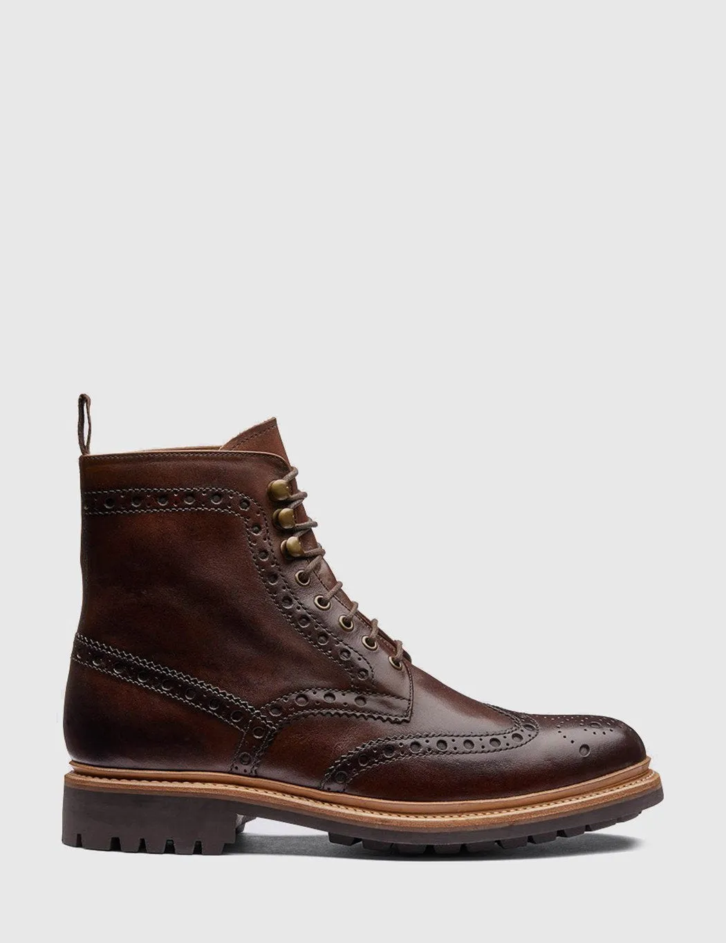 Fred Brogue Boot - Dark Brown by Grenson