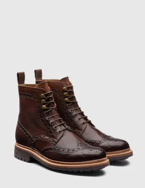 Fred Brogue Boot - Dark Brown by Grenson