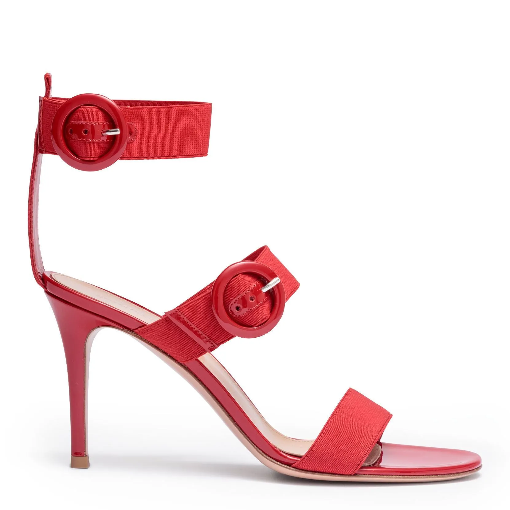 Gianvito Rossi Red Patent Leather Elastic Sandals