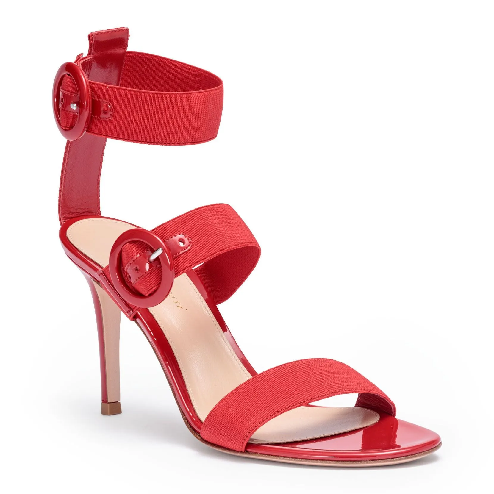 Gianvito Rossi Red Patent Leather Elastic Sandals