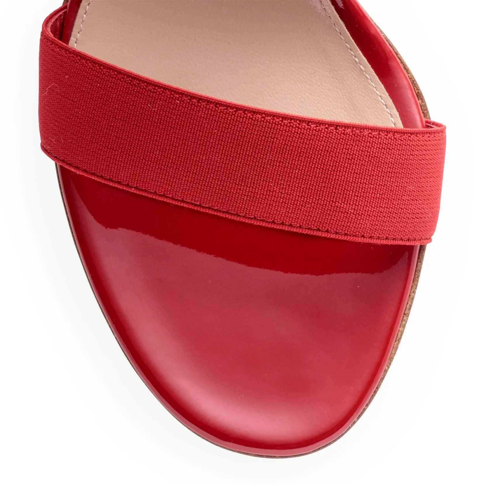 Gianvito Rossi Red Patent Leather Elastic Sandals