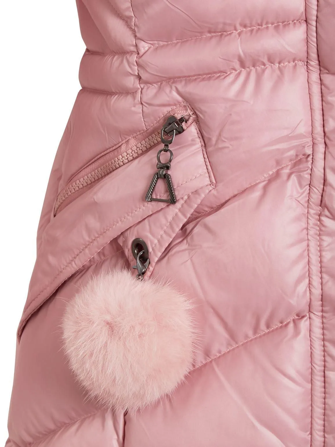 Girls Double Pom Pom Parka Coat, Navy, Pink, Ages 3 to 14 years – Buy Now