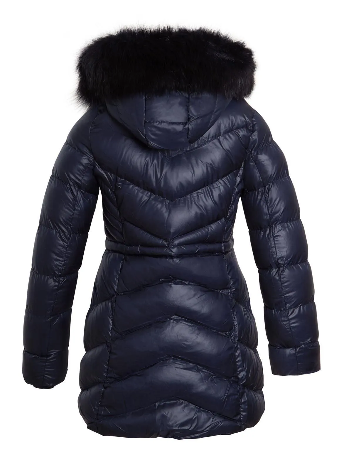 Girls Double Pom Pom Parka Coat, Navy, Pink, Ages 3 to 14 years – Buy Now