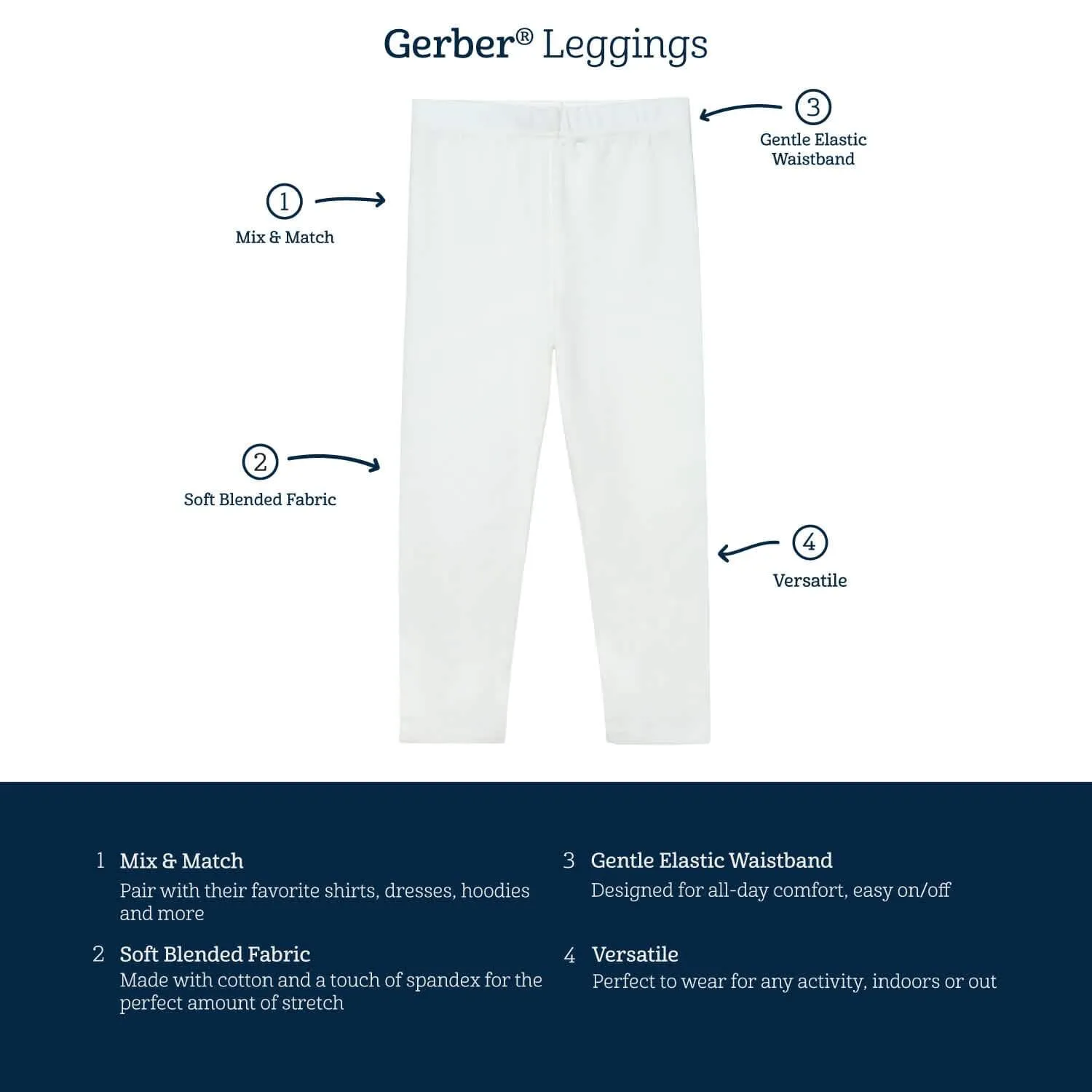 Girls' White Leggings for Infants and Toddlers