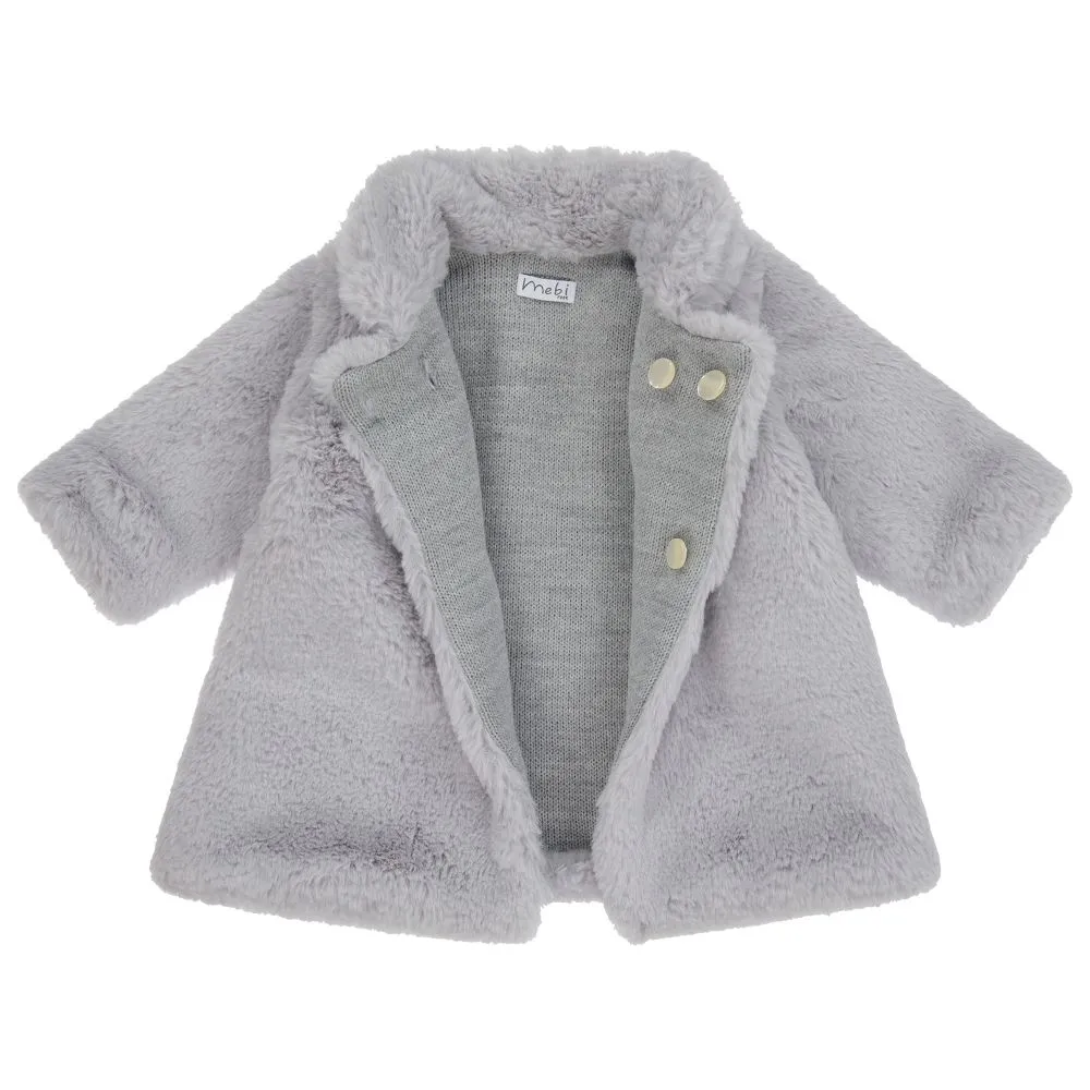 Grey Faux Fur Coat for Baby Girls