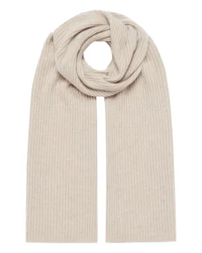 Heather Beige Brown Ribbed Cashmere Scarf Unisex Short