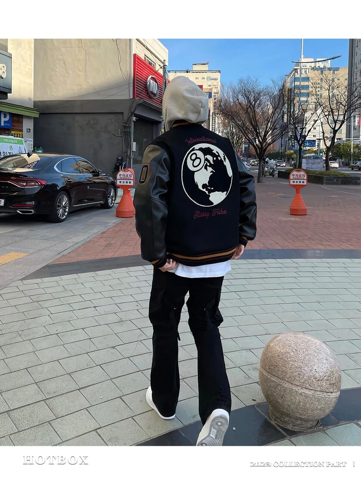 HOTBOX Black Eight Jacket Stussy VIBE 40th Anniversary Limited Edition Baseball - Google-friendly Version