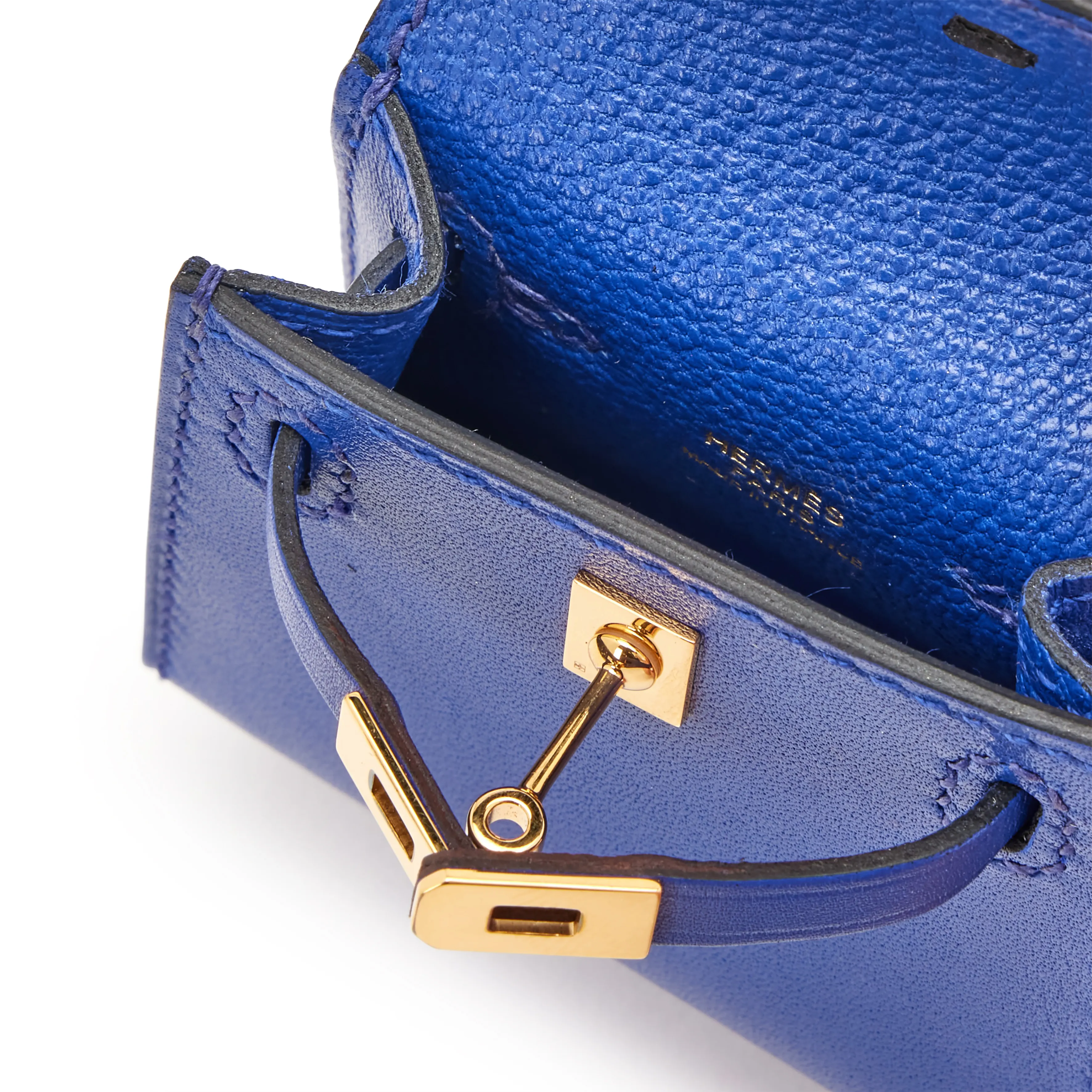 Hèrmès Blue Electric Tadelakt Micro Mini Twilly Kelly Bag Gold Hardware 2022