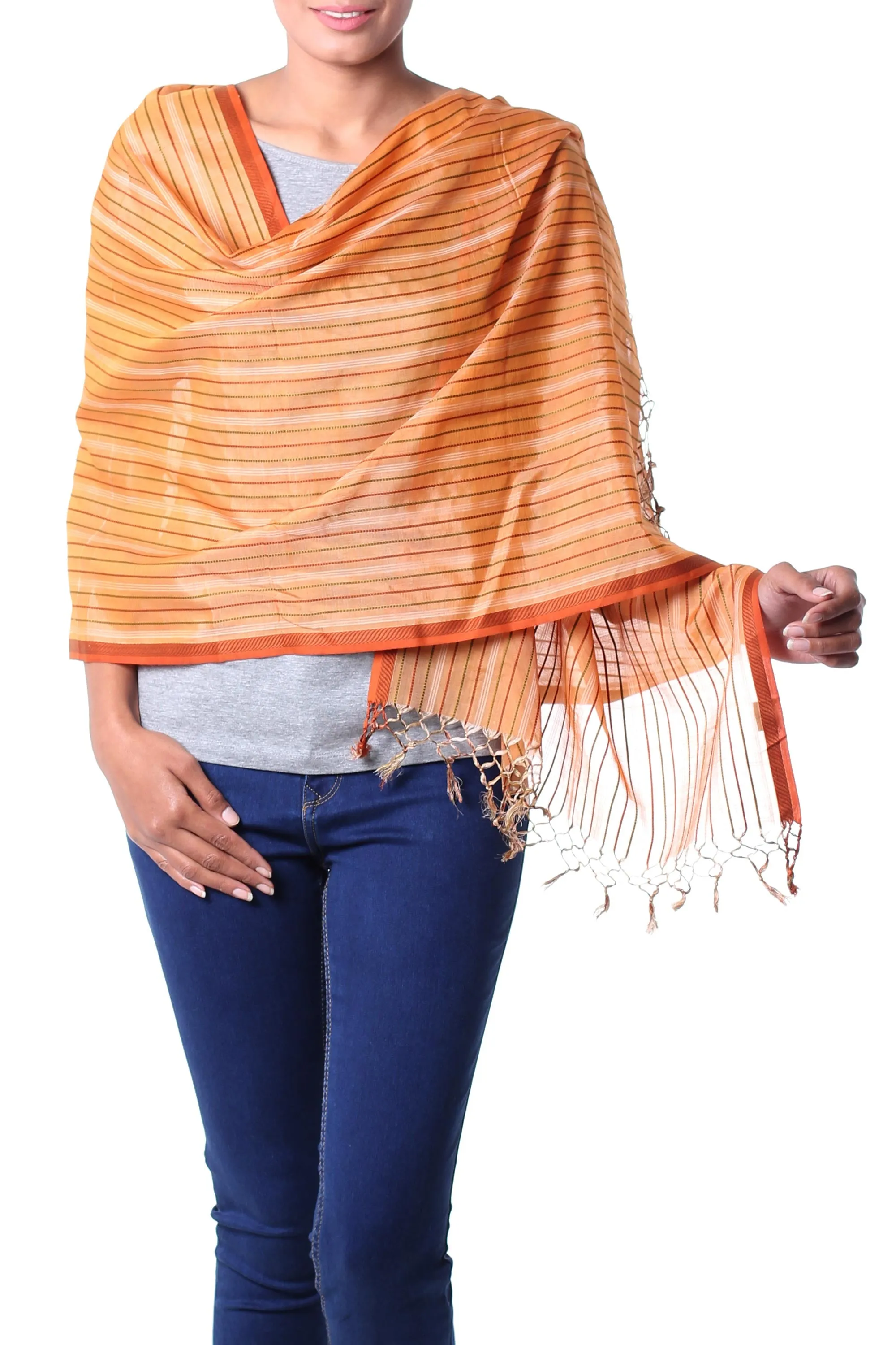 Indian Sunset Cotton Silk Shawl