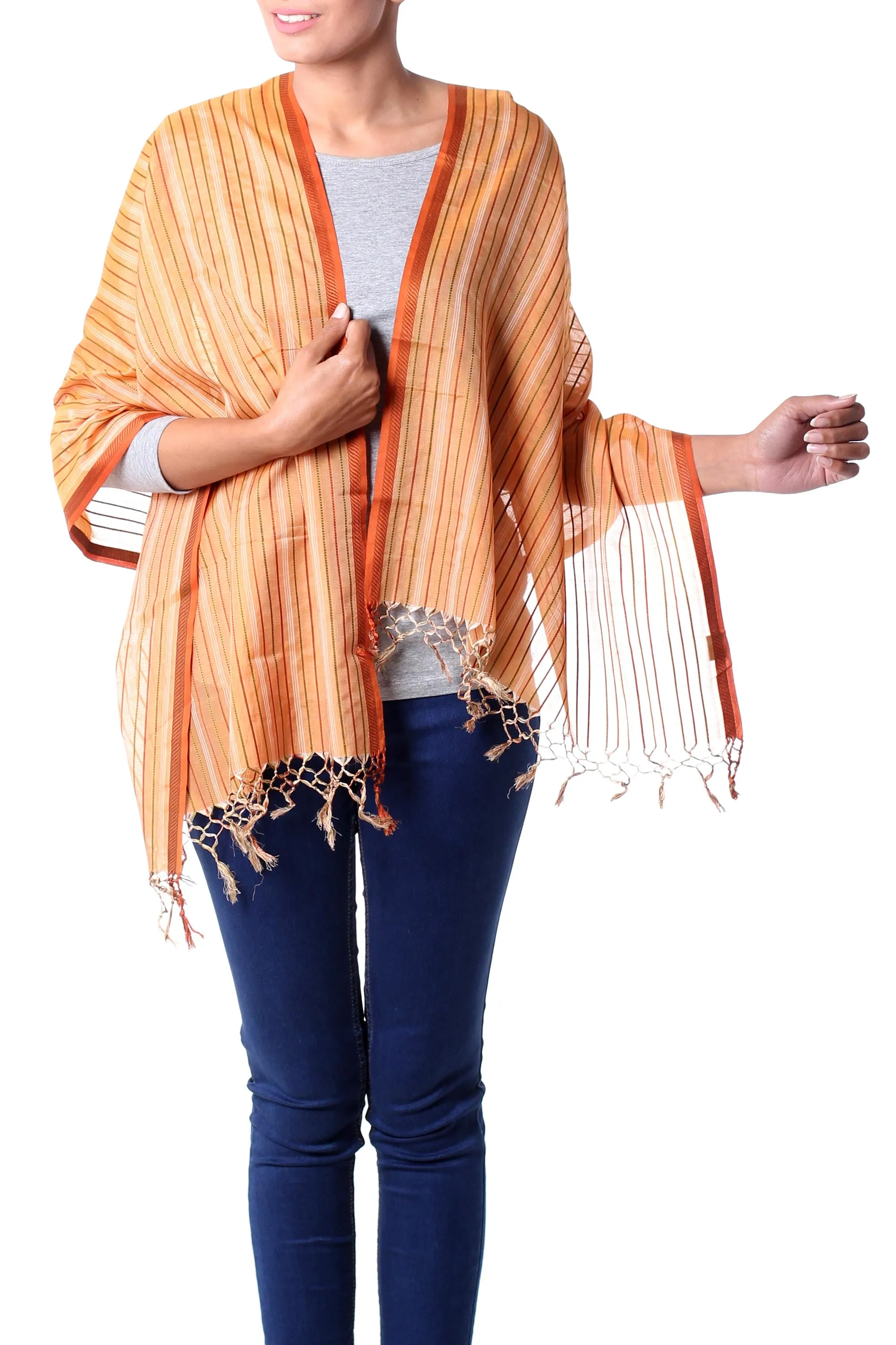 Indian Sunset Cotton Silk Shawl