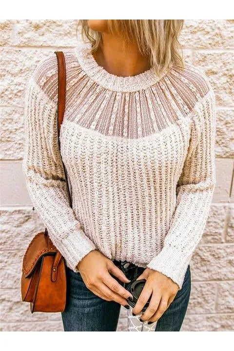 Iris Ribbed Knit Sweater with Round Neck - Shop Now.