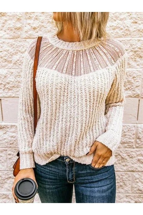 Iris Ribbed Knit Sweater with Round Neck - Shop Now.