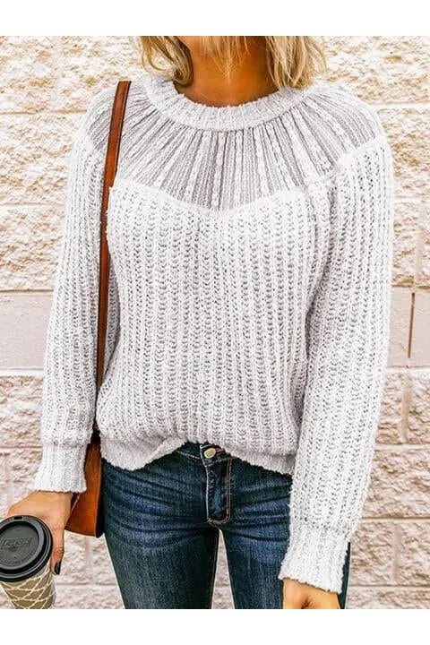 Iris Ribbed Knit Sweater with Round Neck - Shop Now.