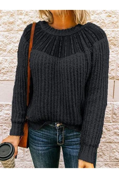 Iris Ribbed Knit Sweater with Round Neck - Shop Now.