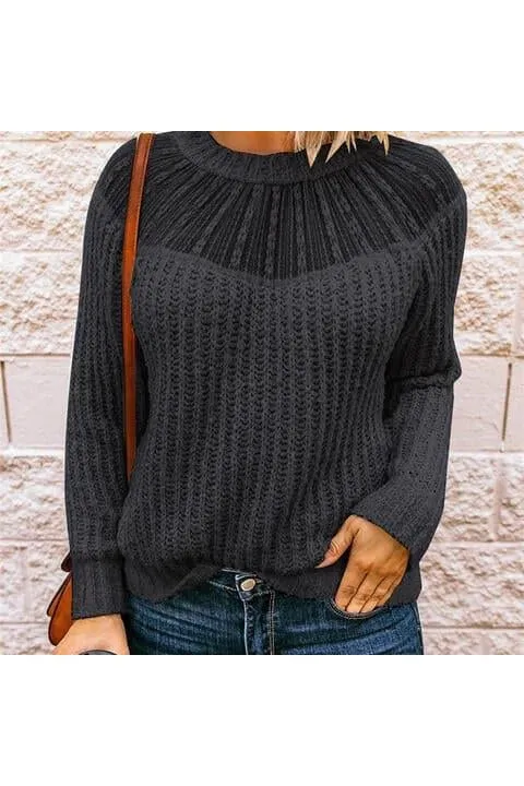 Iris Ribbed Knit Sweater with Round Neck - Shop Now.