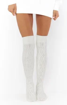 Ivory Cable Knit Socks