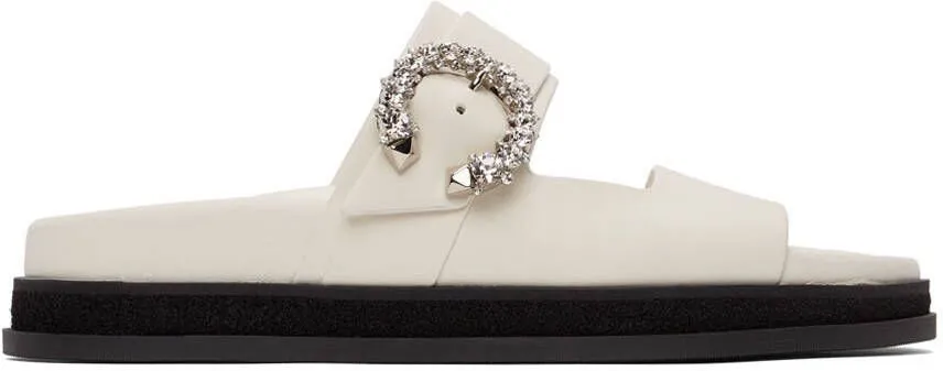 Jimmy Choo White Marga Flat Sandals for Women