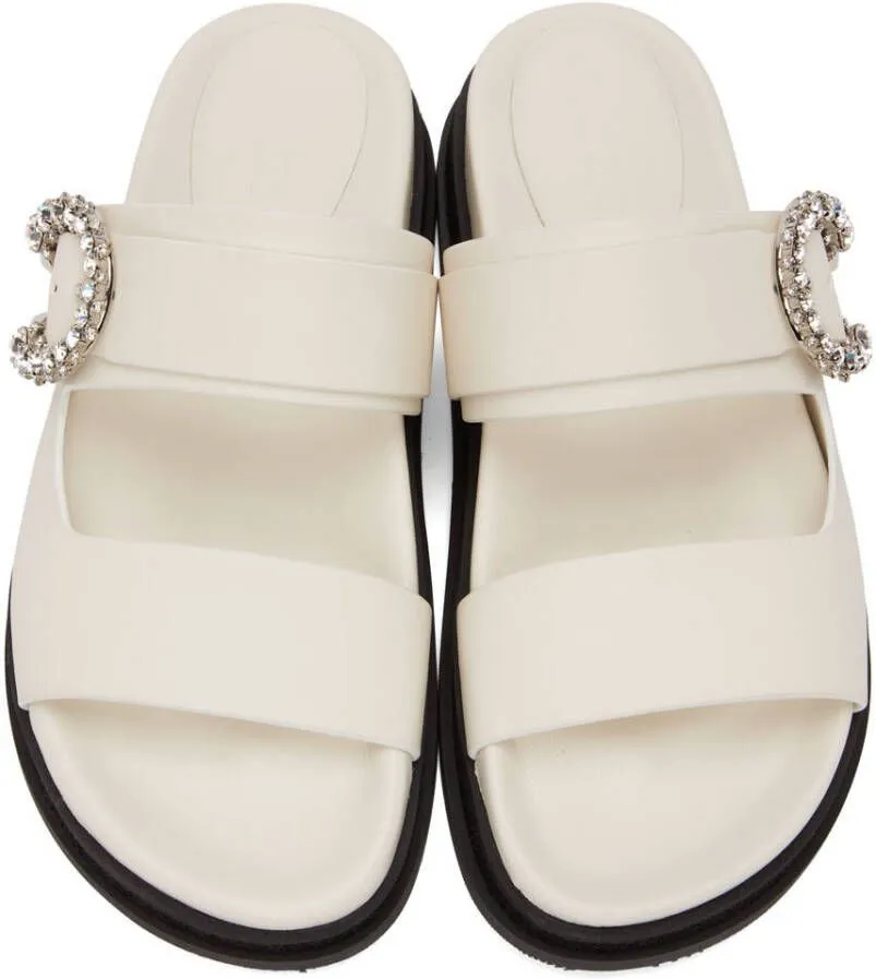 Jimmy Choo White Marga Flat Sandals for Women