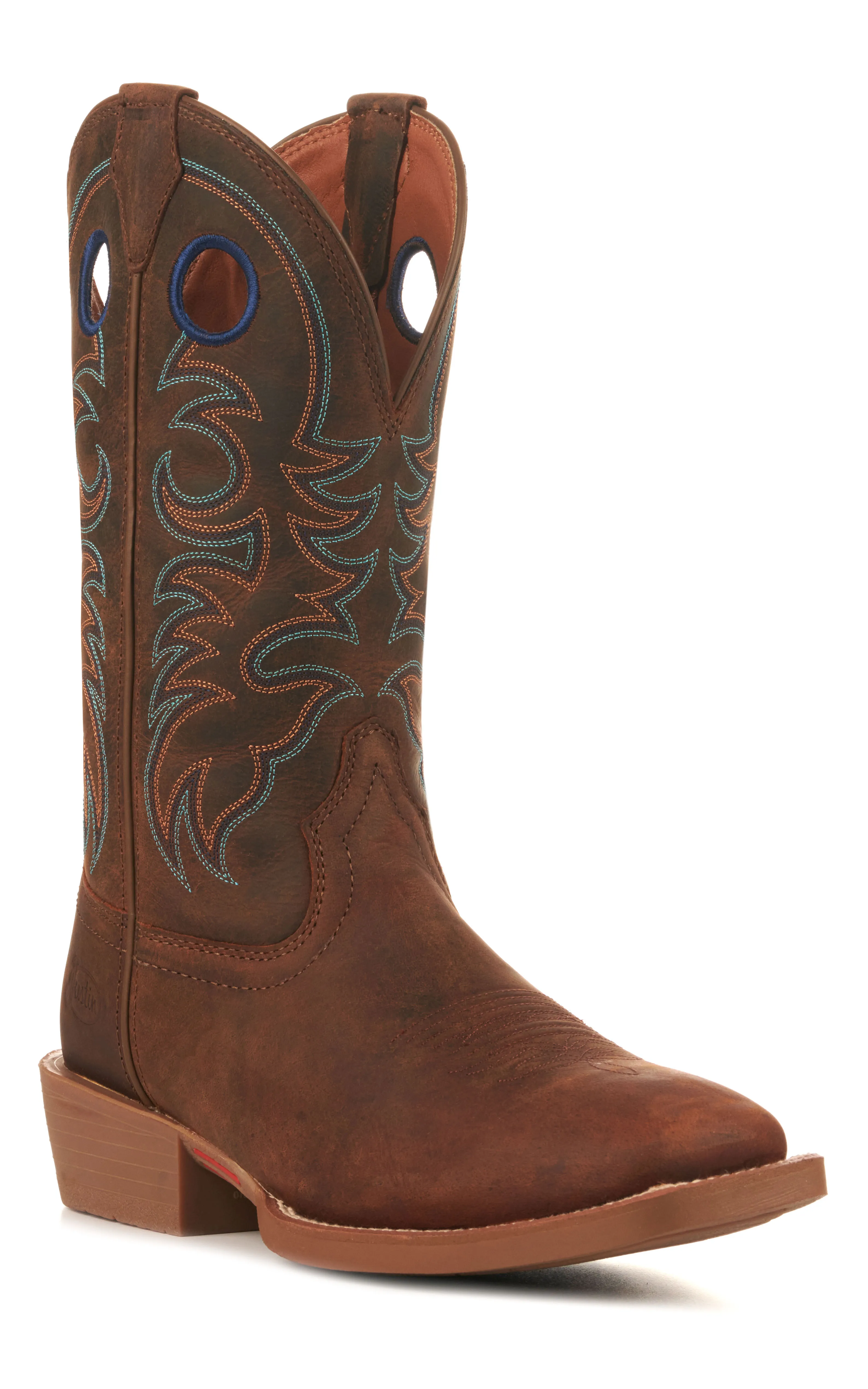 Justin Stampede Dark Brown Wide Square Toe Cowboy Boots for Men