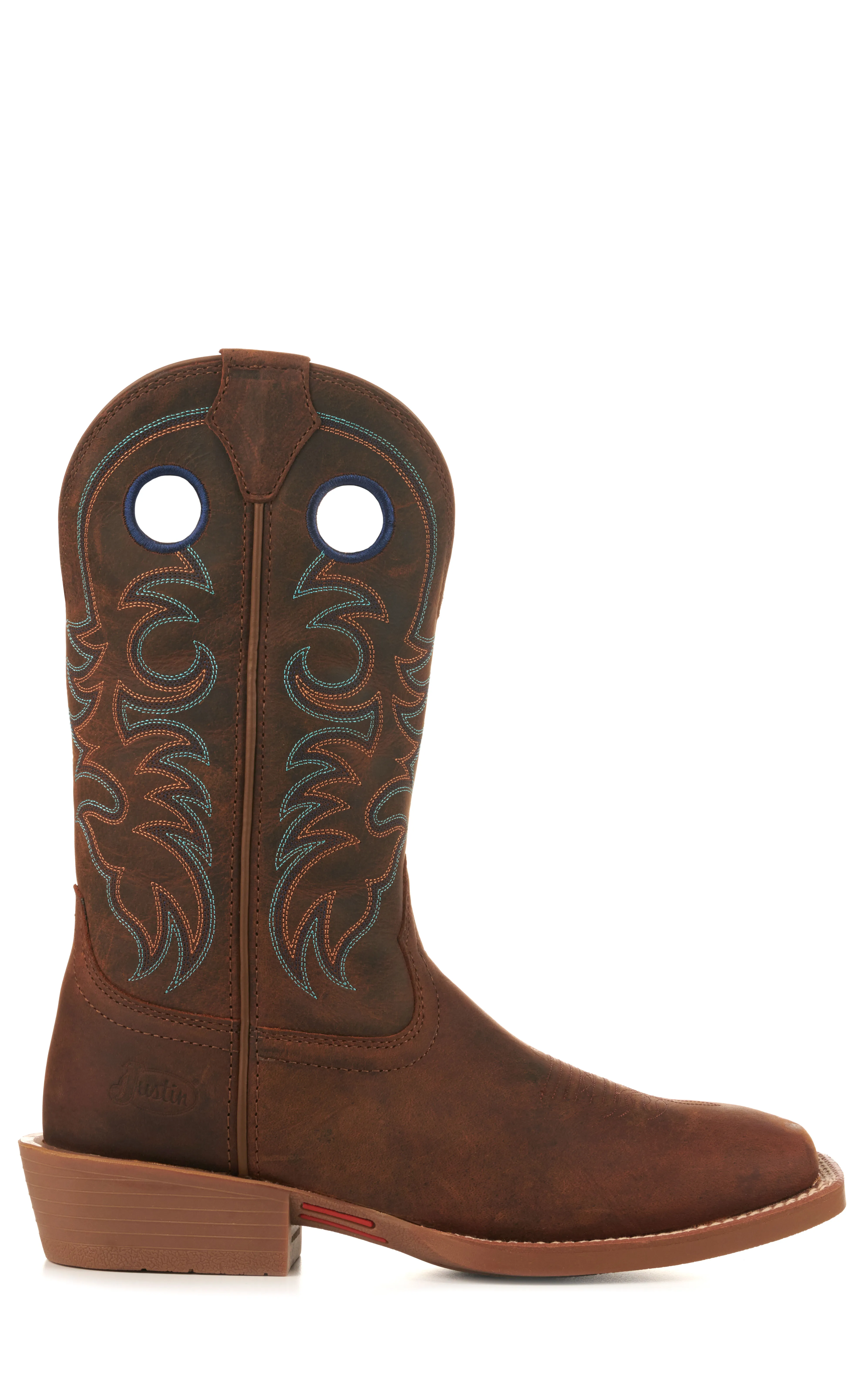 Justin Stampede Dark Brown Wide Square Toe Cowboy Boots for Men