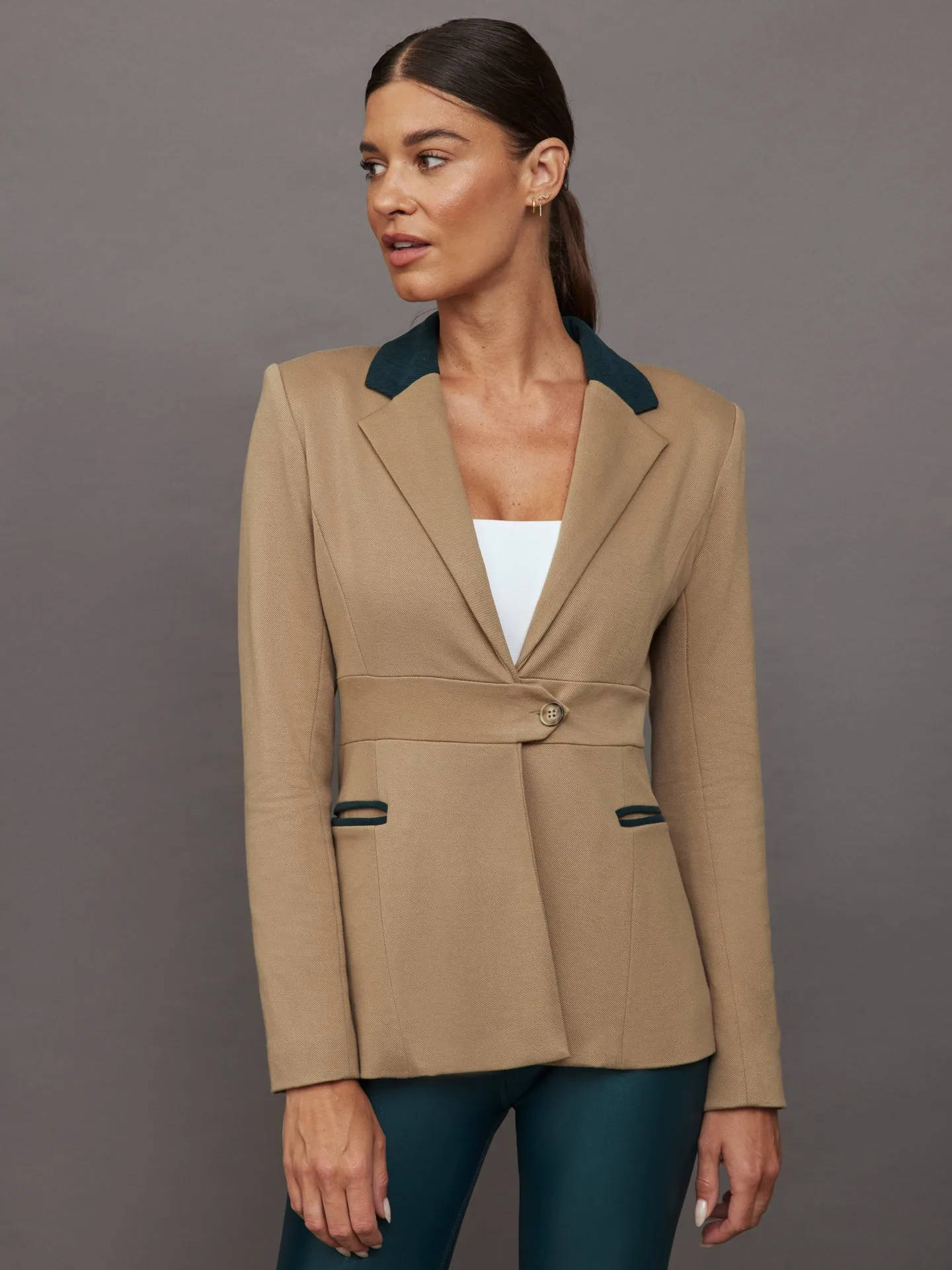 Khaki Ponderosa Pine Slim Belted Blazer - Shop Now