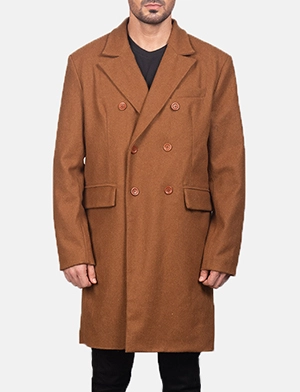 Khaki Wool Double Breasted Coat - Claud