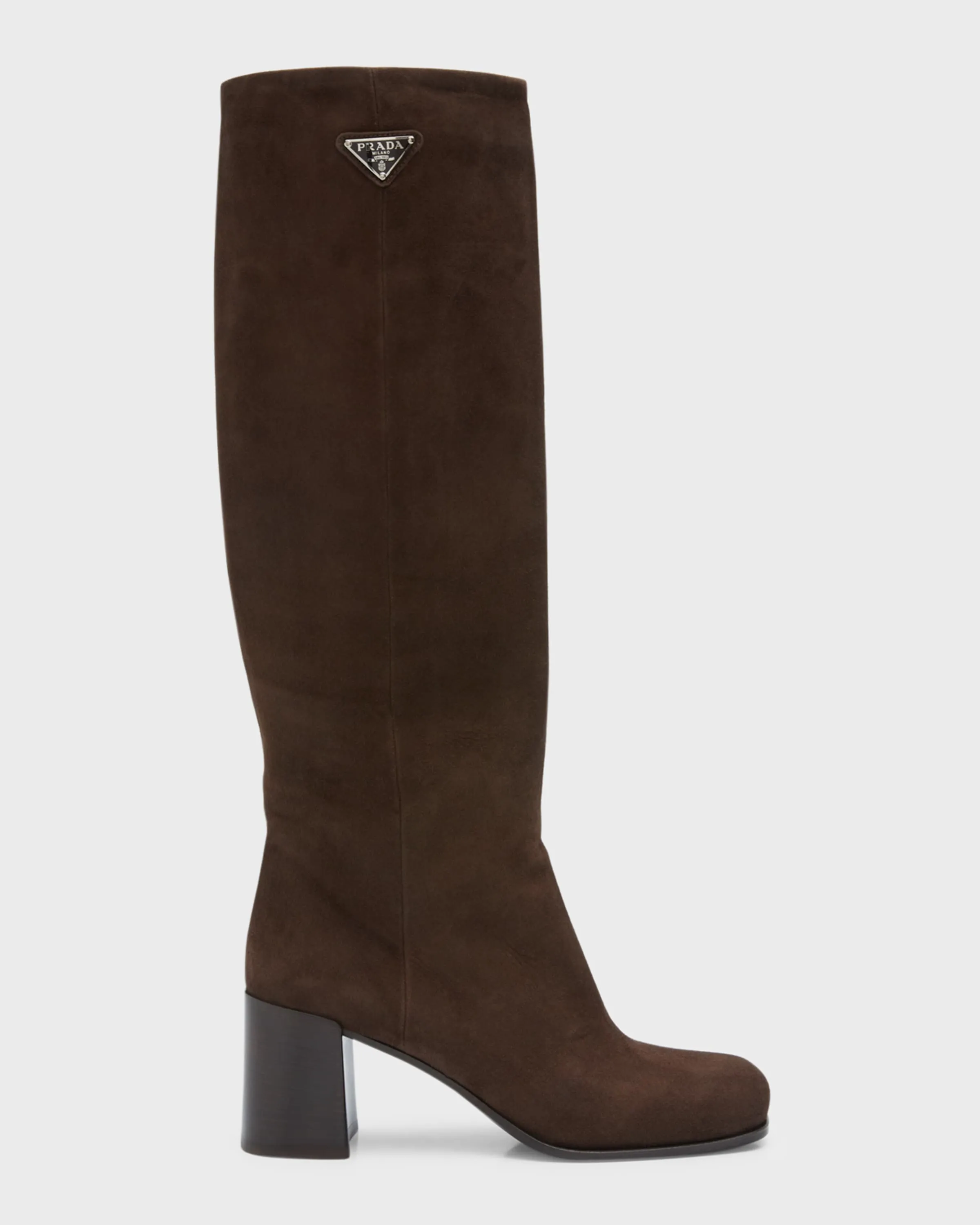 Knee Boots with Block Heel in Suede