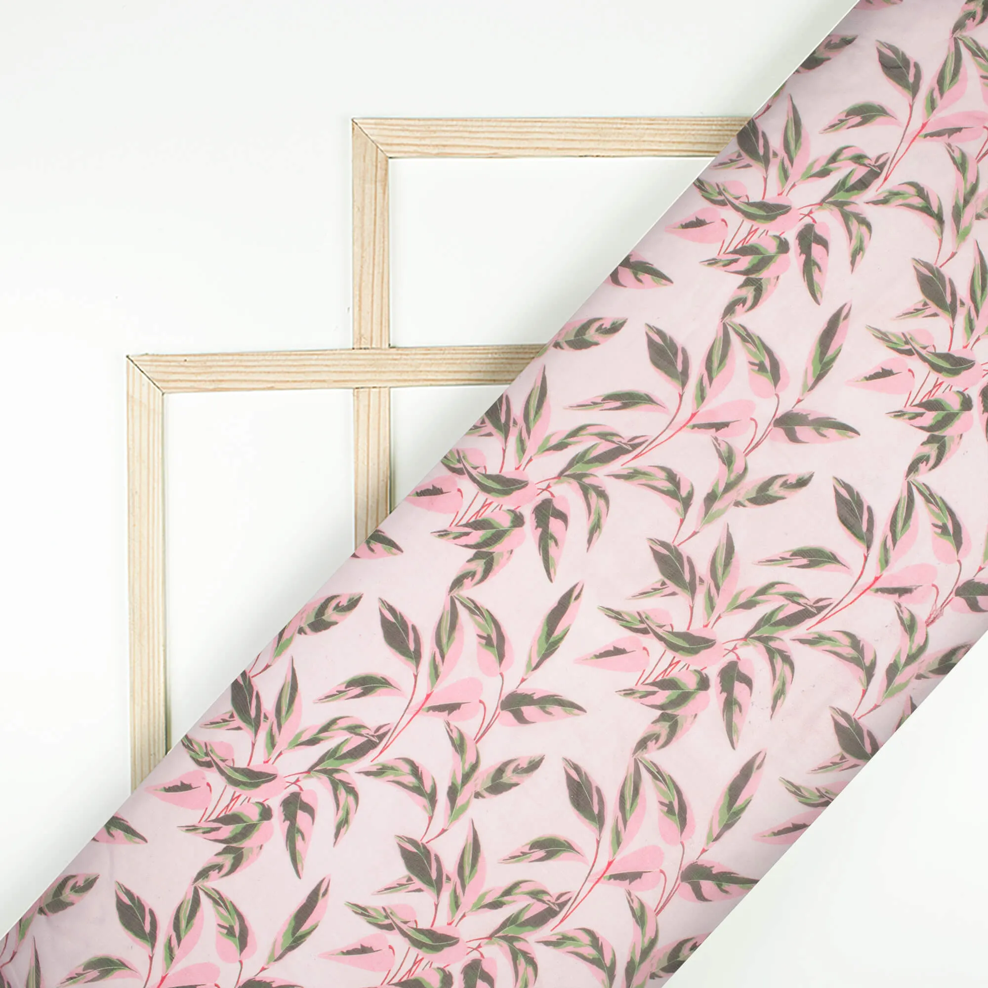 Leaf Print Bemberg Chiffon Fabric in Beautiful Digital Design