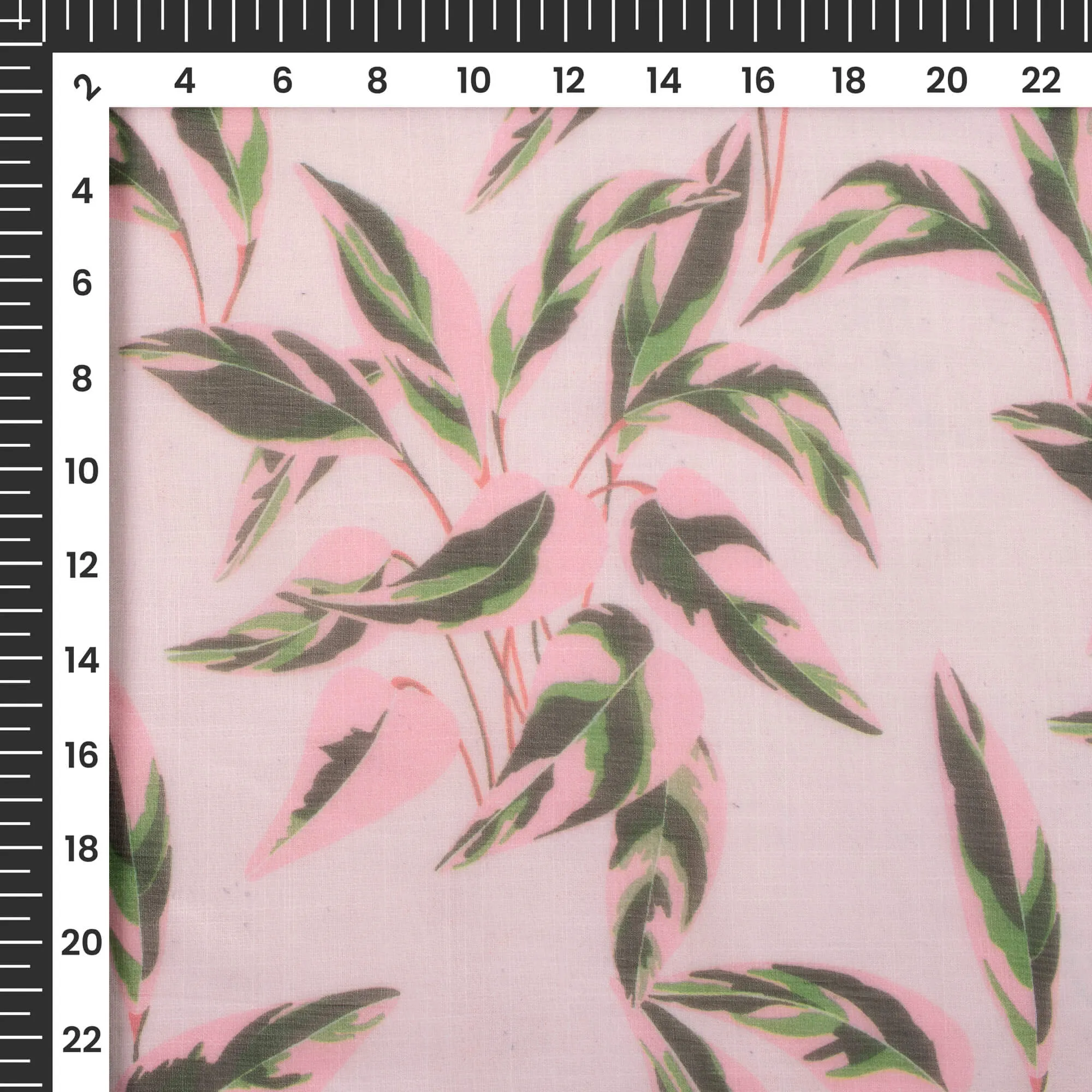 Leaf Print Bemberg Chiffon Fabric in Beautiful Digital Design