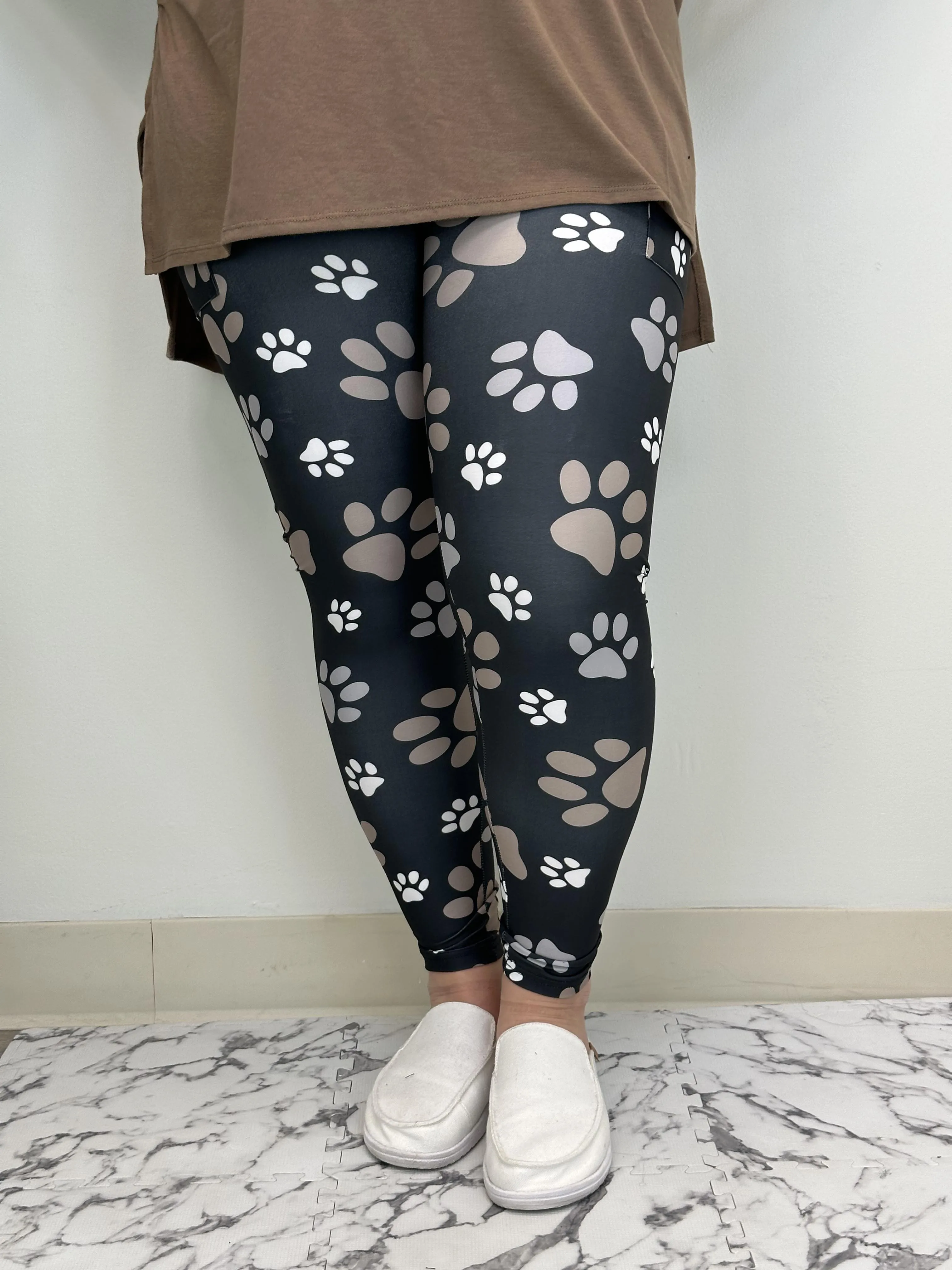 Leggings with Paw Prints and Pockets