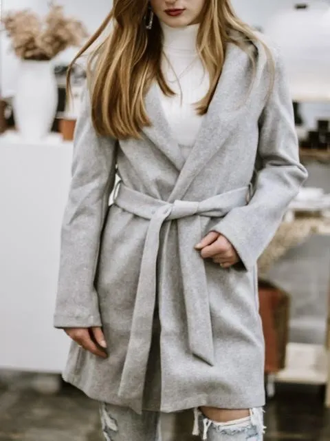 Light Grey Hooded Coat for Brisk Strolls