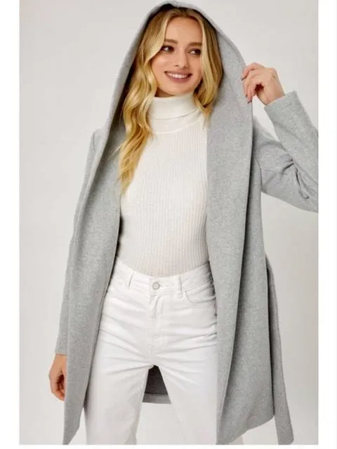 Light Grey Hooded Coat for Brisk Strolls