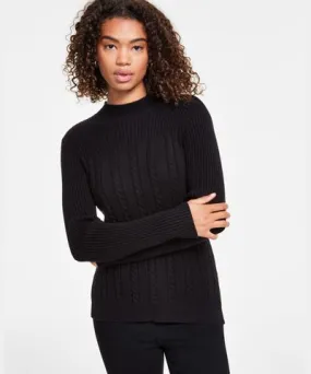 Women's Mock-Neck Cable-Knit Sweater by Liverpool Los Angeles