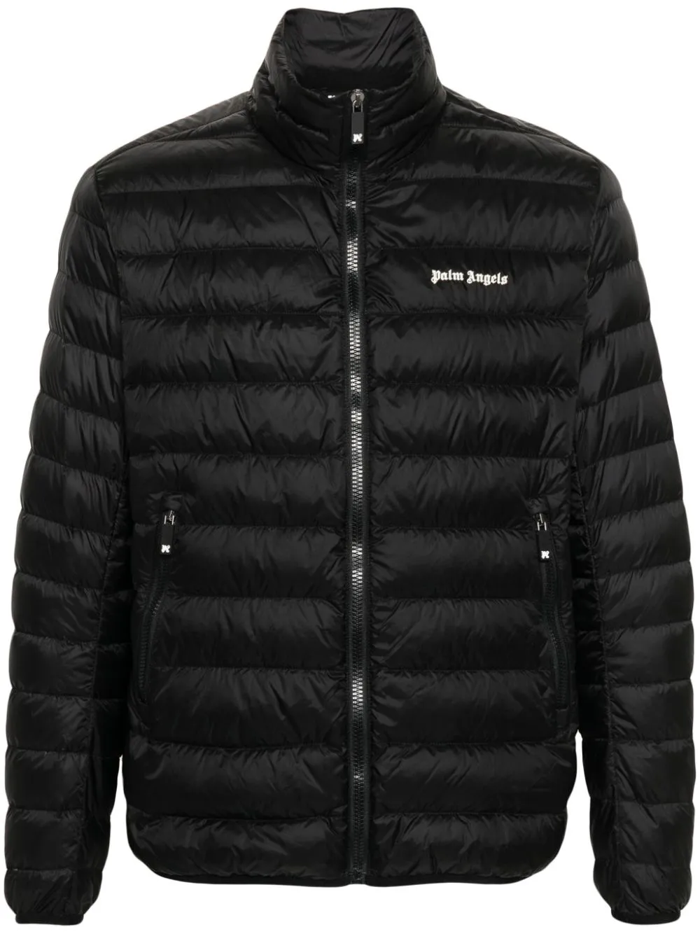 Men's Black Lightweight Down Jacket with Embroidered Logo by PALM ANGELS