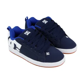 Mens Blue Leather Lace Up Skate Sneakers Shoes - DC Court Graffik 300529