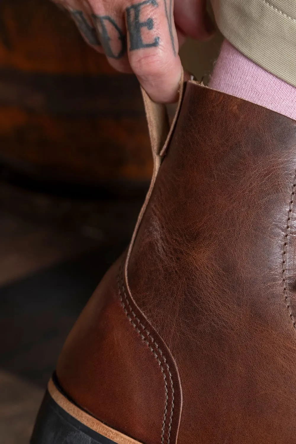 Men's Derby Boots in Dark Tan for Sale