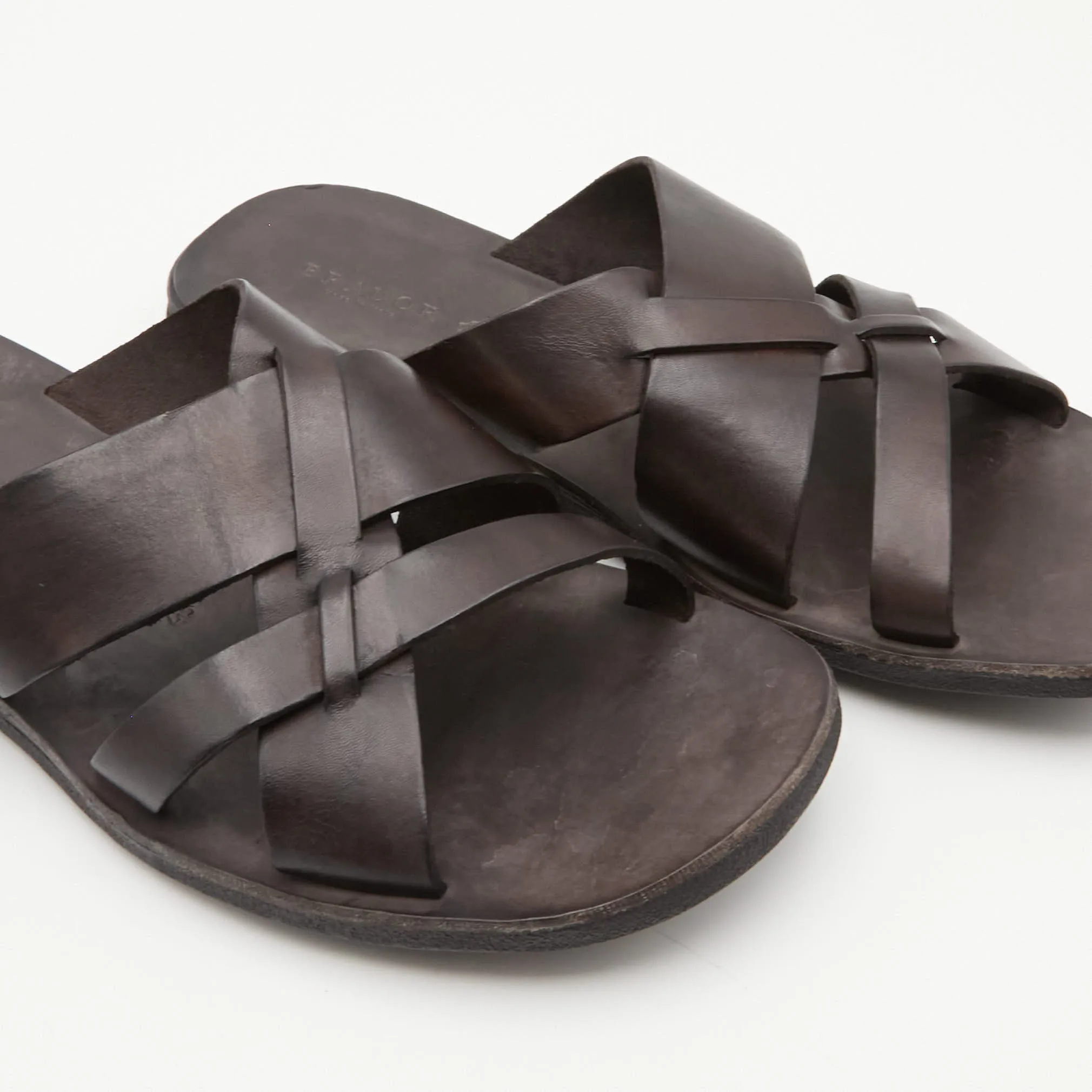 Men's Genuine Leather Cross-Strap Sandals by Brador