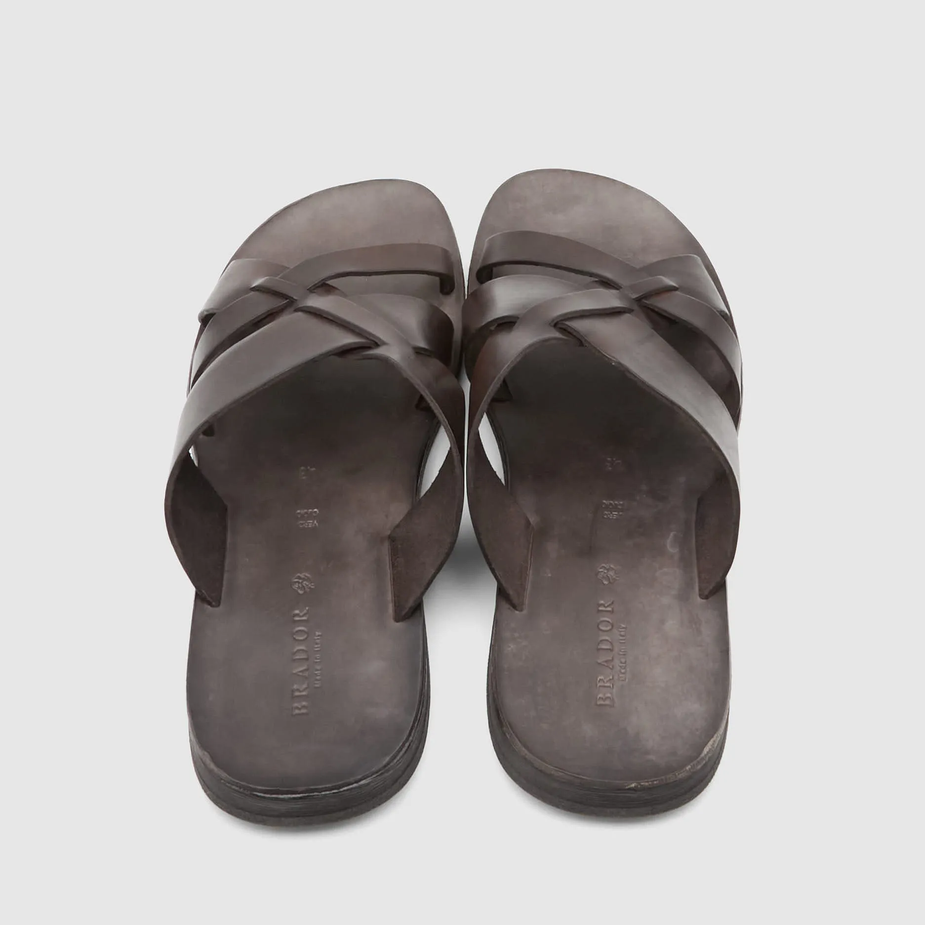 Men's Genuine Leather Cross-Strap Sandals by Brador