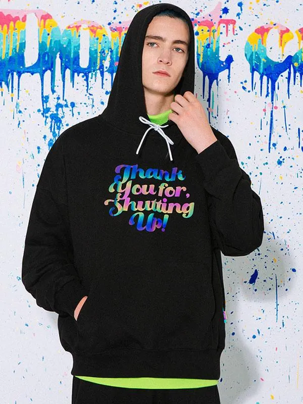 Men's Polyester Hoodie with Long Sleeves and Printed Words