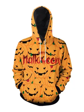 Men's Polyester Scary Hooded Long Sleeve Sweatshirt