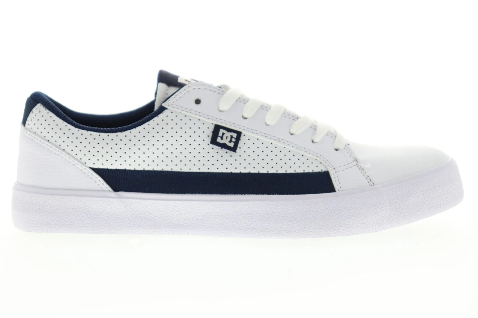 Mens White Leather Low Top Lace Up Skate Sneakers Shoes - DC Lynnfield ADYS300489