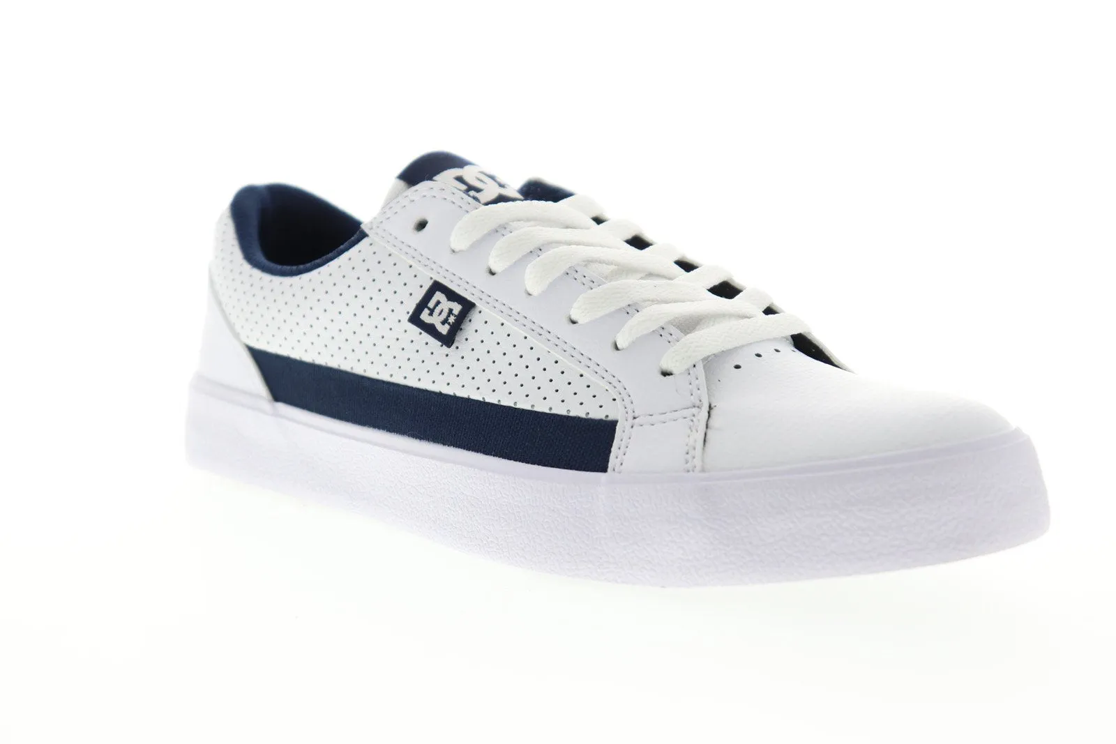 Mens White Leather Low Top Lace Up Skate Sneakers Shoes - DC Lynnfield ADYS300489