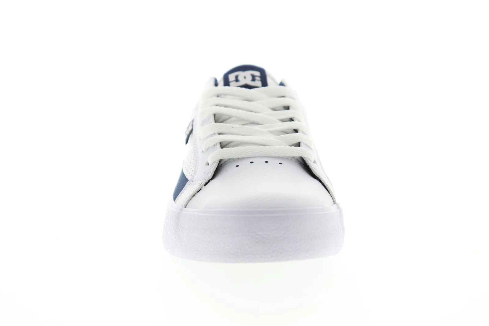 Mens White Leather Low Top Lace Up Skate Sneakers Shoes - DC Lynnfield ADYS300489